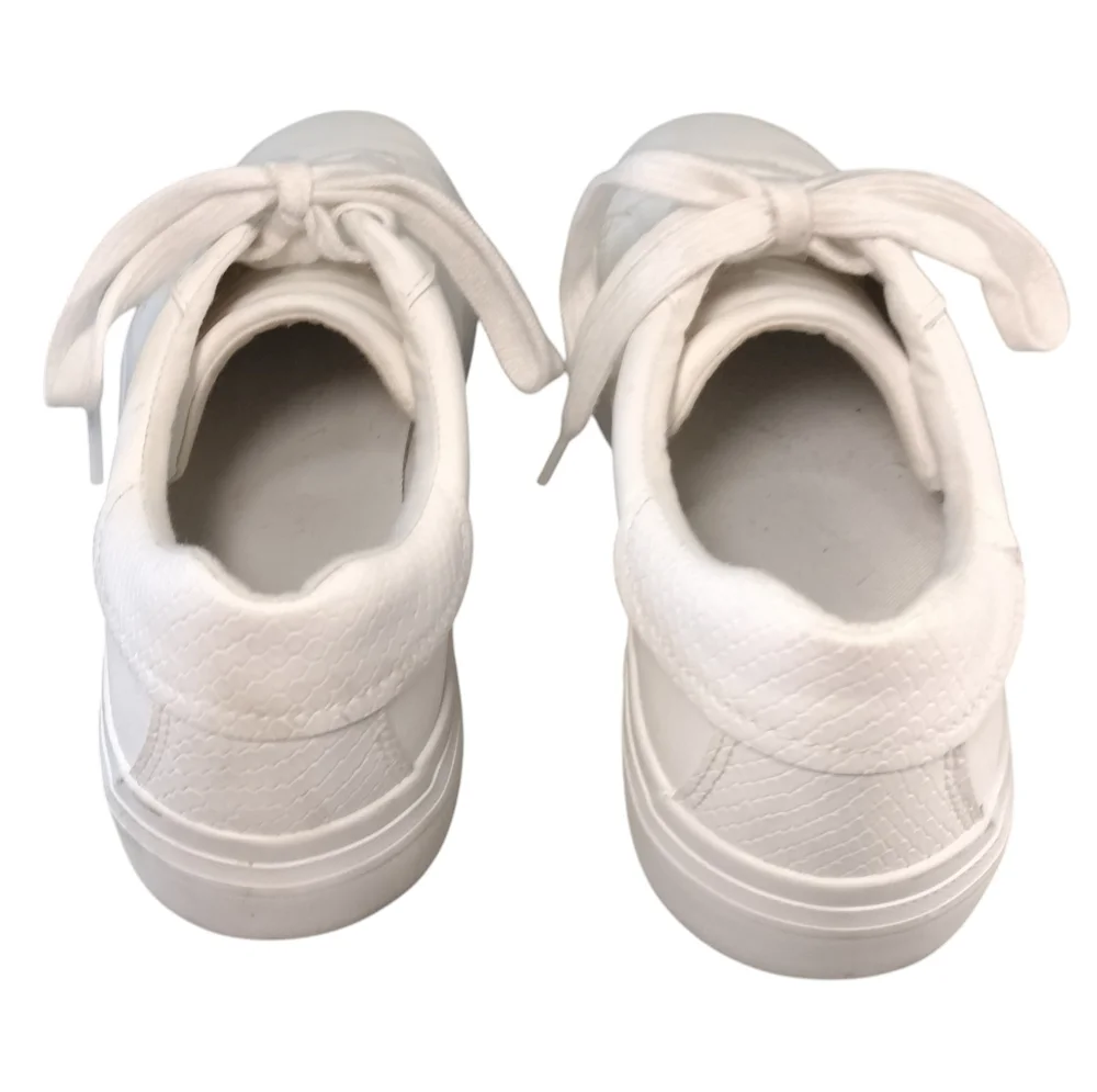 Zara White Everyday Sneakers  Leather Low Top Size 10 Minimalist Chic